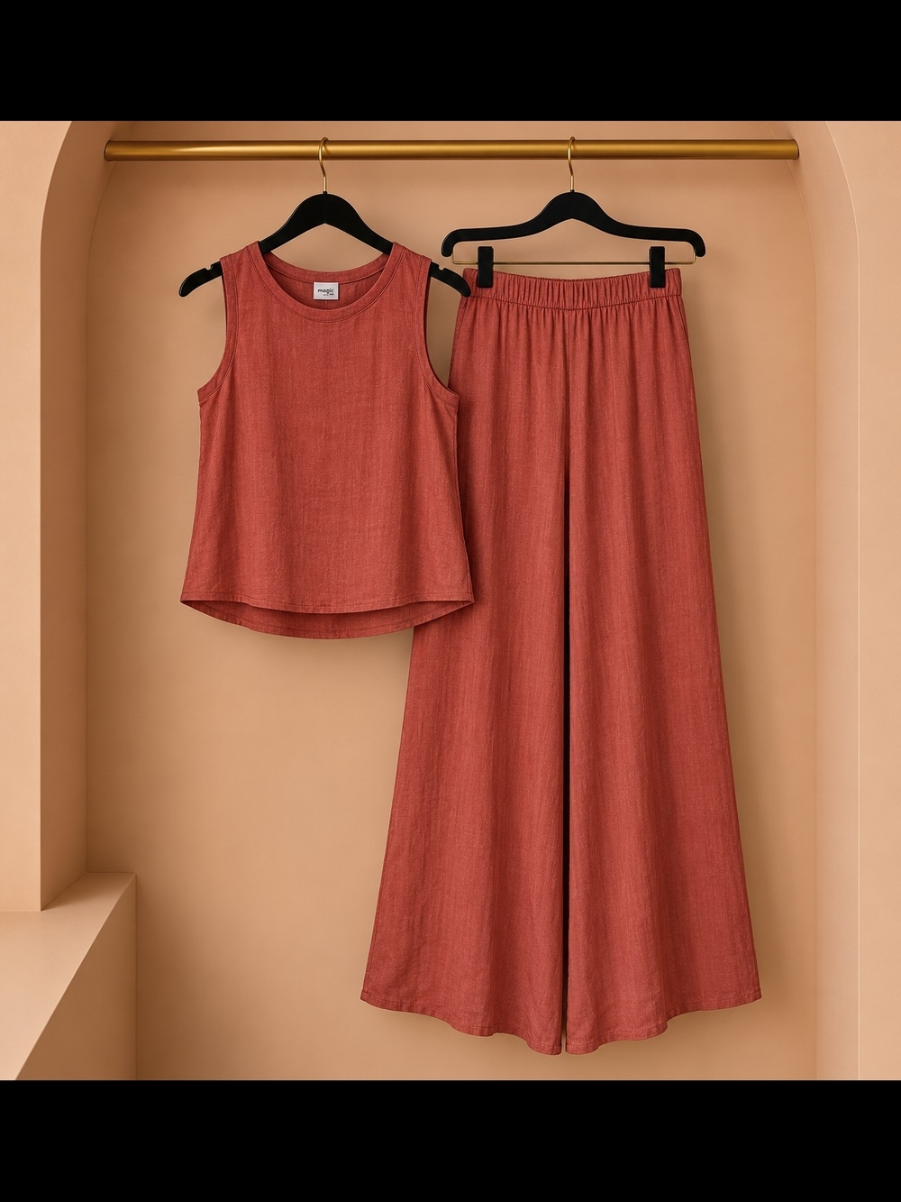 Wide-Leg Two-Piece Set in Rust